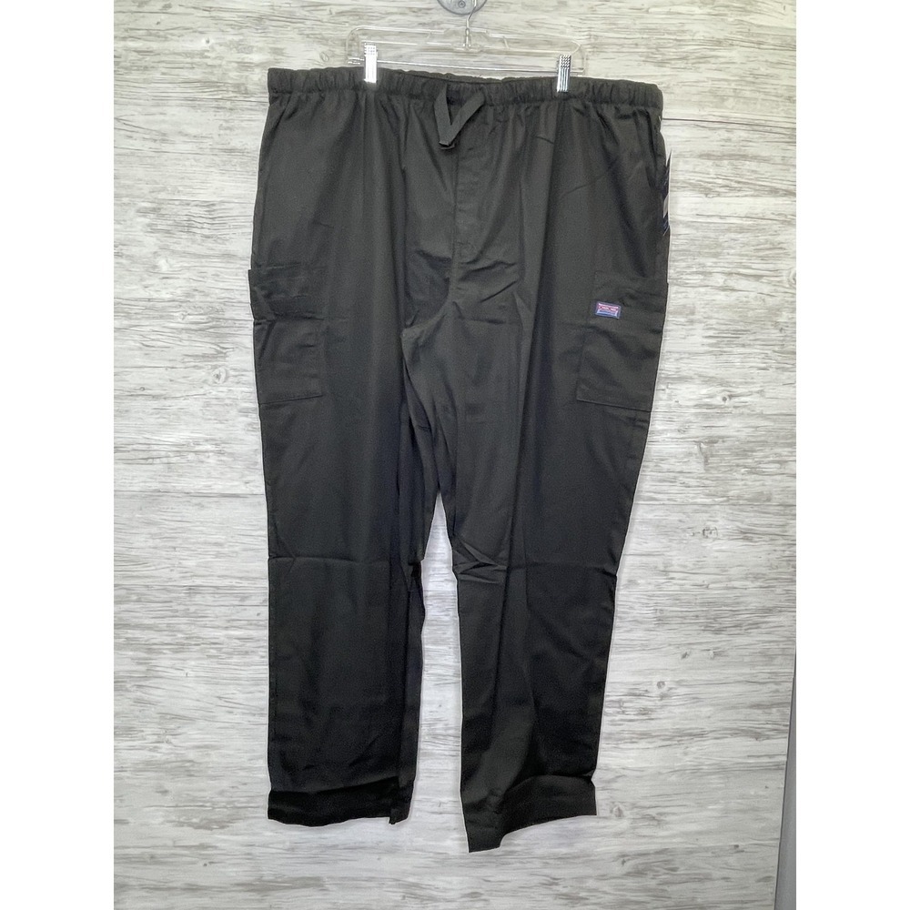 Cherokee Workwear Originals Pants Mens 3XL Black Cargo Scrub Elastic‎ Waist